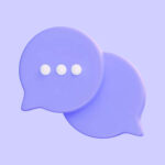 Kinder Report 188491757-3d-render-speech-bubble-isolated-on-purple-background-online-chat-and-communication-concept